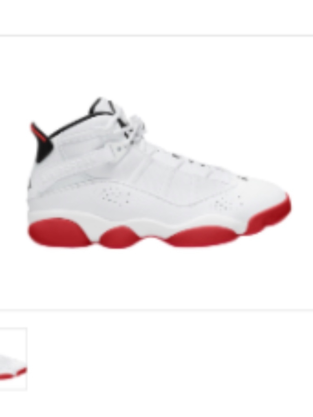 Jordan 6 Rings White University Red Black - UK 8.5 , US 9.5 NWT